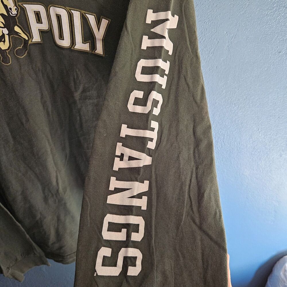 Champion Cal Poly Mustangs Shirt Long Sleeve Mens 3XL Dark Green Graphic Tee - Picture 6 of 8
